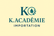 Logo K. Academie Importation - Fond jaune avec couleurs originales